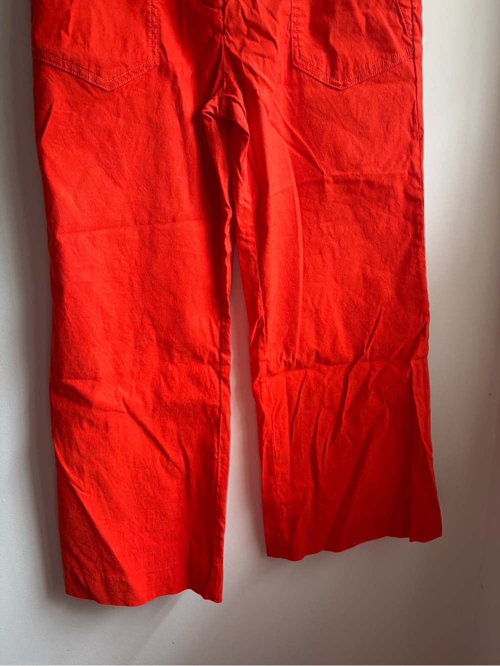 Anthropologie Maeve The Noami Linen Wide-Leg Flare Orange Pants Sz 6 Boho Chic - Picture 3 of 10